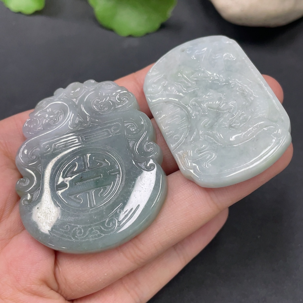 F19132047 Jadeite Pendant 2pcs/lot