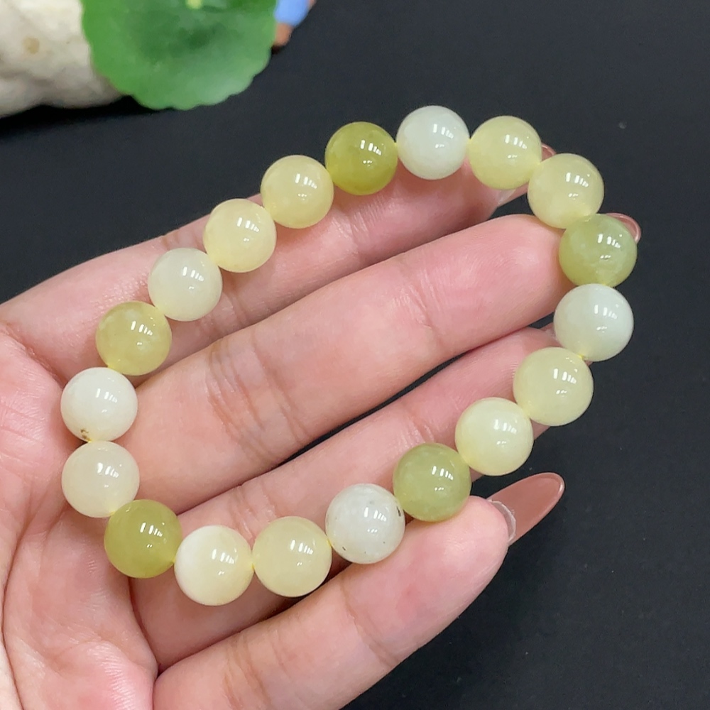 H34074259 Hetian Jade Bracelet, Approx. 9.7 mm Beads, Total Weight About 29g