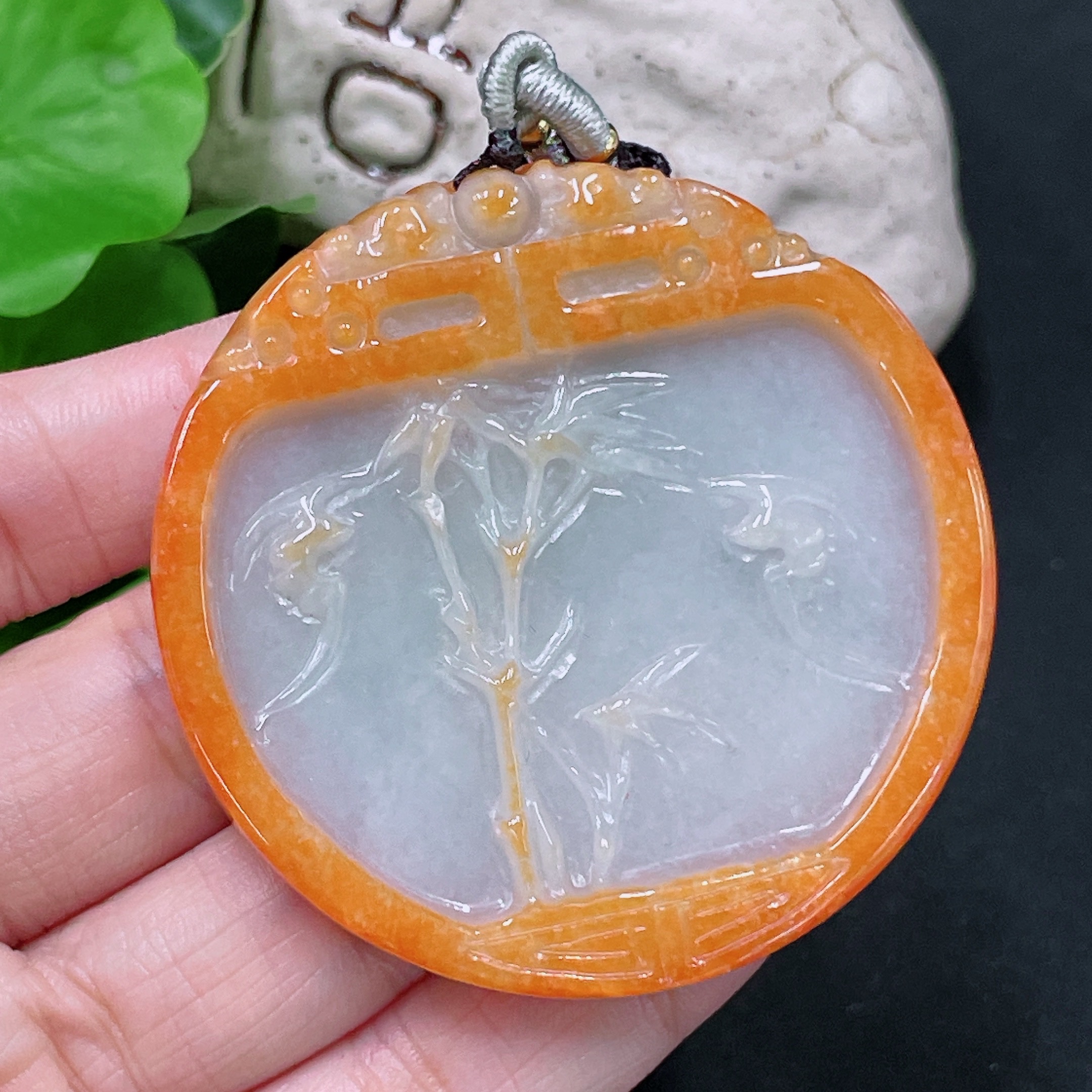 F33943332 Jadeite Bamboo Pendant, Yellow Part Color Origin Undetermined, Total Weight Approximately 40.3g