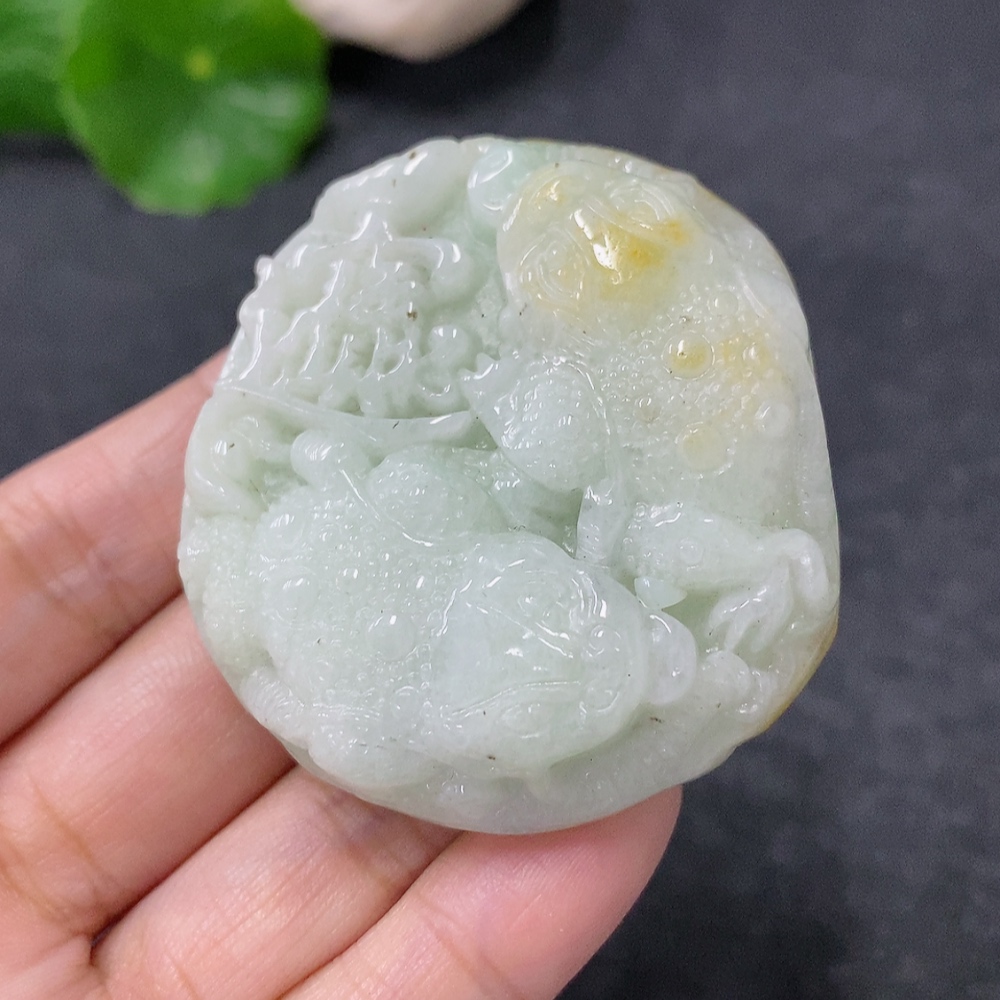 F34955013 Jadeite Pendant Golden Toad Total Product Weight Approx. 64.47g Yellow Part Color Origin Undetermined