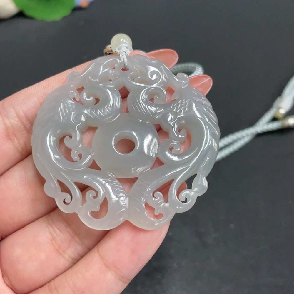 H34005660 Hetian Jade Pendant, Antique-style Piece, Total Weight Approx. [with cord] 27.9g, Beads Not Hetian Jade