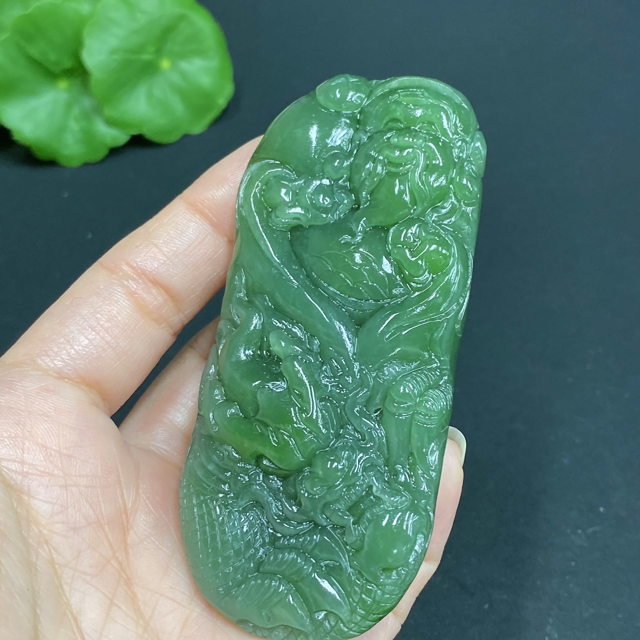 H27109506 Hetian Jade Pendant    God of Wealth    Total Weight: Approx. 75.6g