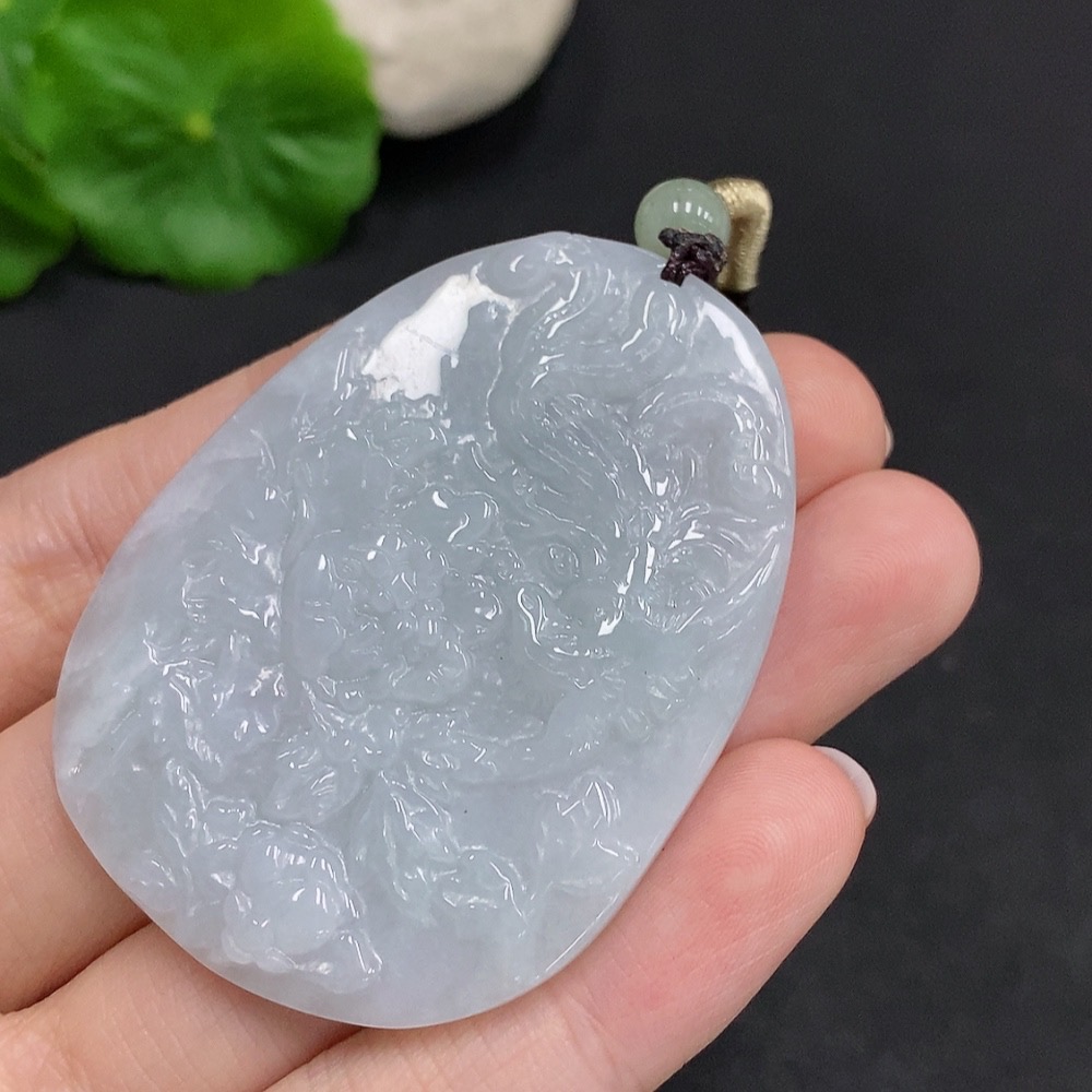 F34962566 Jadeite Phoenix and Peony Pendant