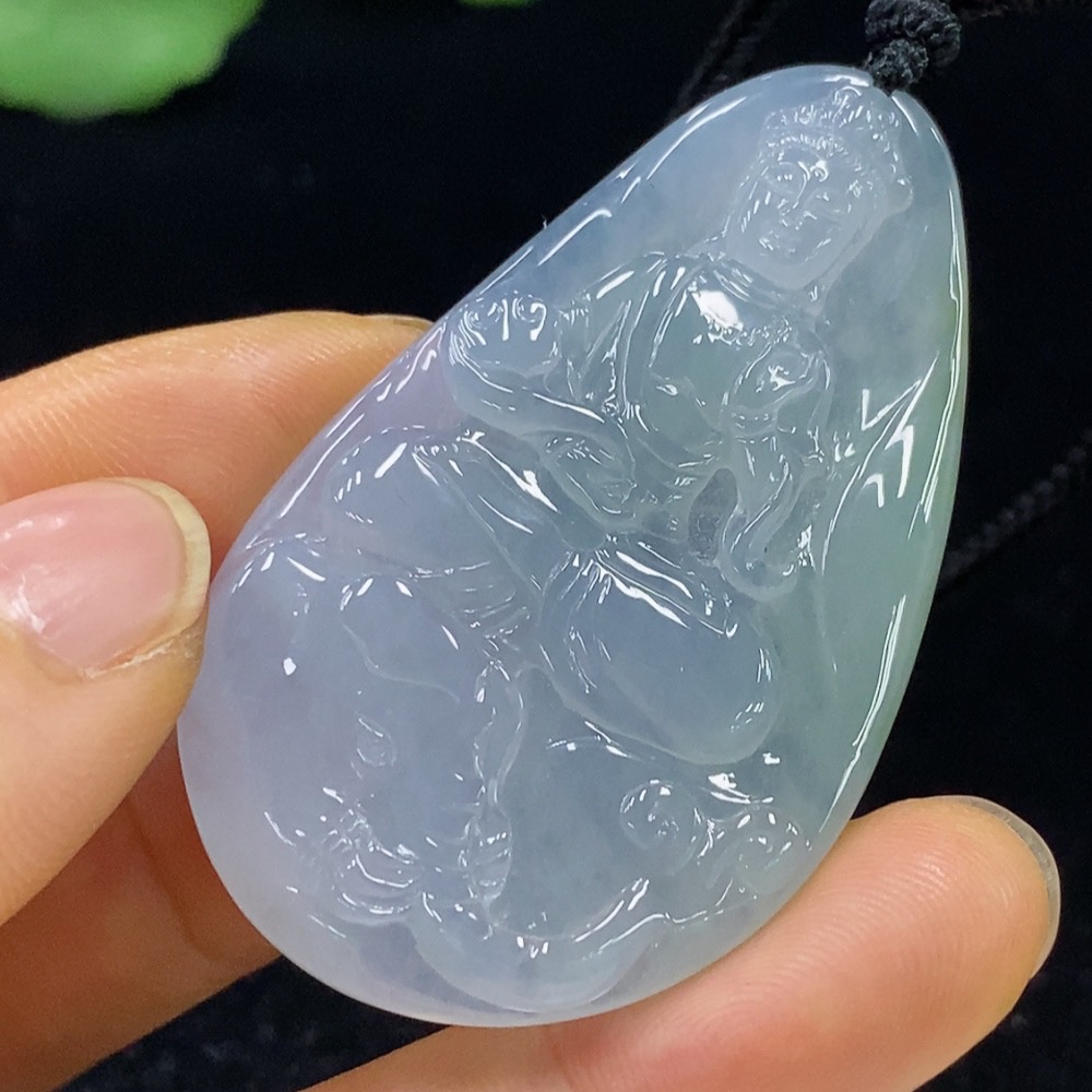 F35133666 Jadeite Guanyin Pendant Total Weight About 20.63g (Including Rope Weight)