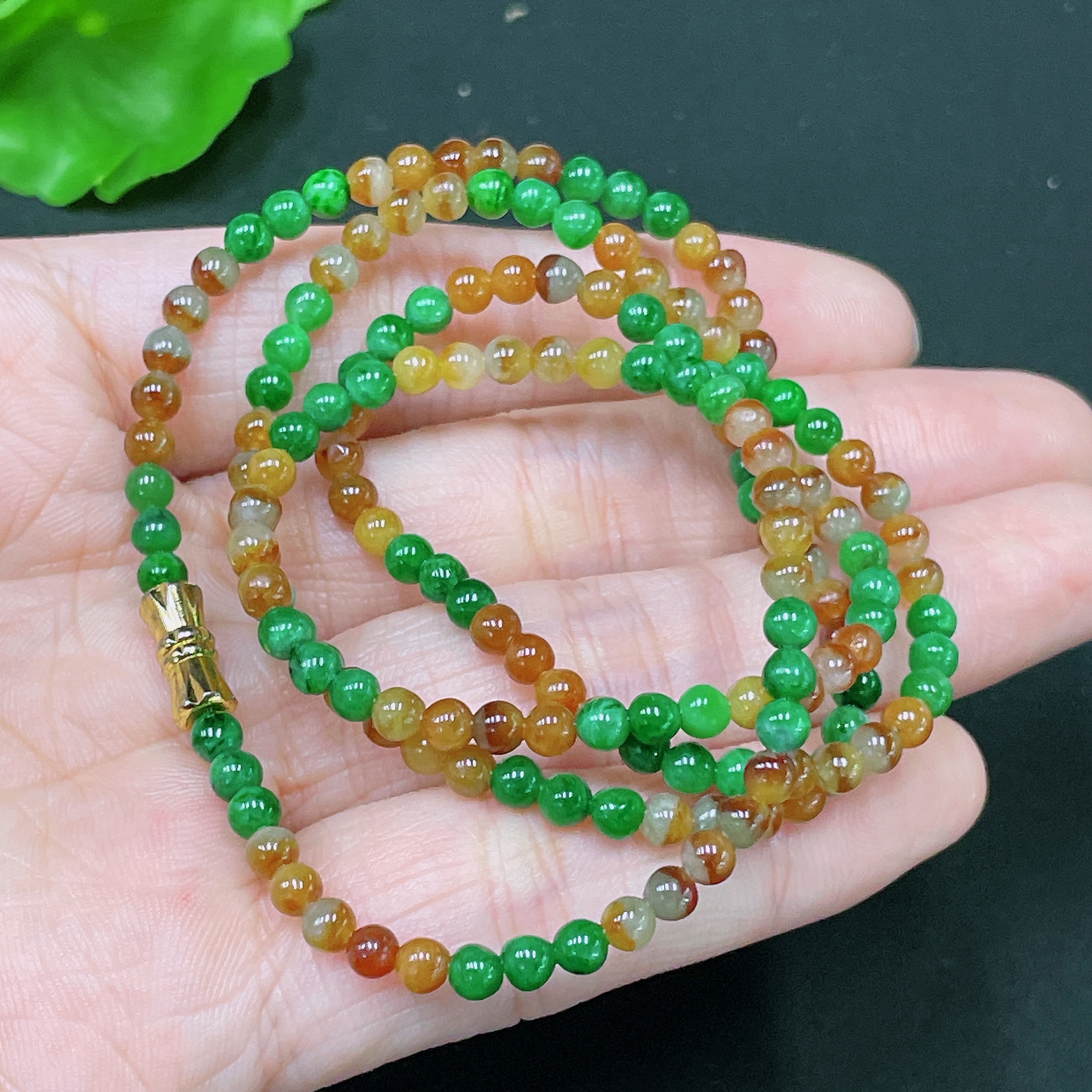 F33865689 Jadeite Bead Necklace Approx. 3.6mm Total Weight Approx. 14.13g Non-Gold Color Origin Undetermined