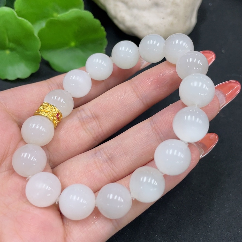 H35085356 Hetian Jade Bracelet, Approx. 11.7mm, Total Weight Approx. 43.4g, Non-Gold