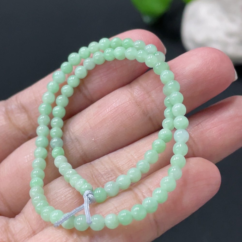 F35108233 Jadeite Bracelet Approx. 3.2mm Beads Total Weight Approx. 4.37g