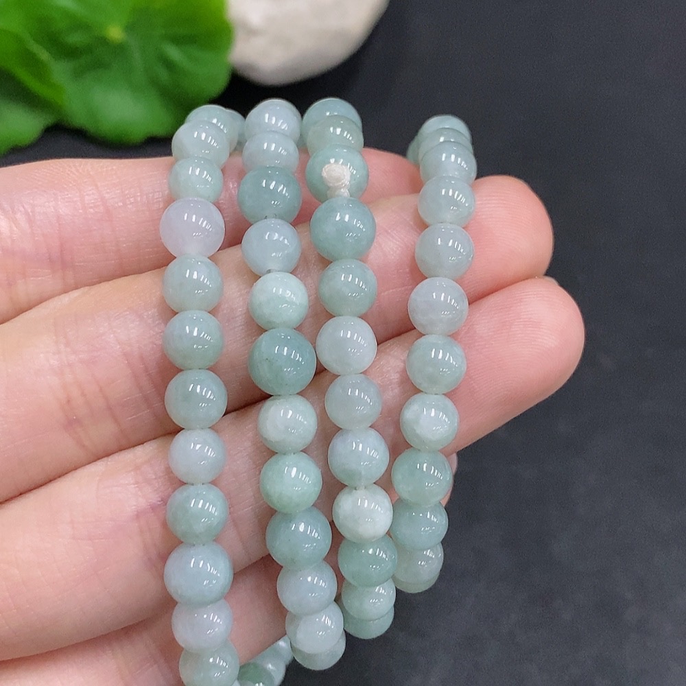F34969260 Jadeite Bead Necklace Total Weight Approx. 37.3g Size About 5.7mm