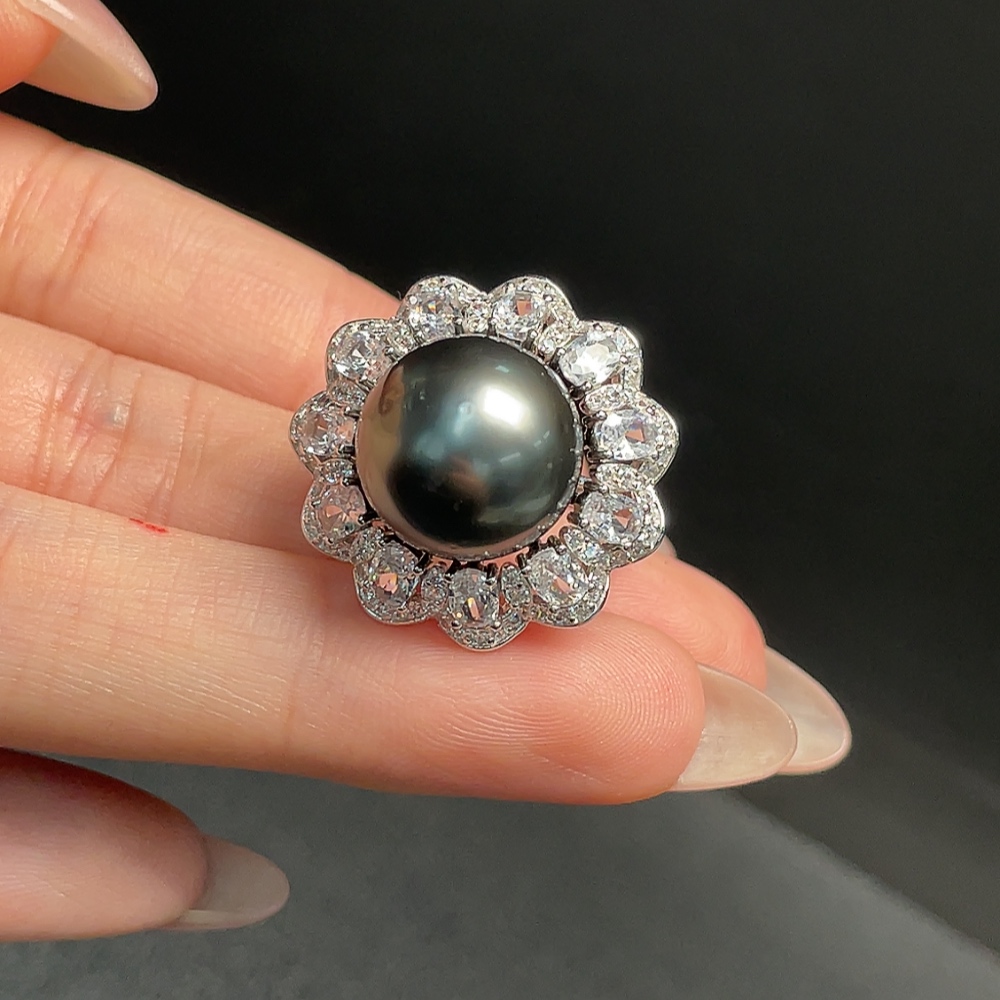 C34041082 Seawater Pearl Ring Adjustable Non-Gold Total Weight Approx. 8.52g Size About 13.2mm