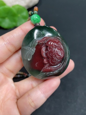 H35103687 Purple-Green Agate Pendant    Lotus