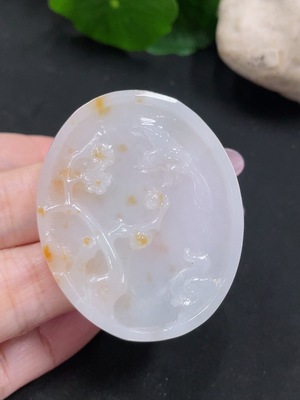 F35141992 Jadeite Flower and Bird Pendant, Total Weight Approximately 23.2g