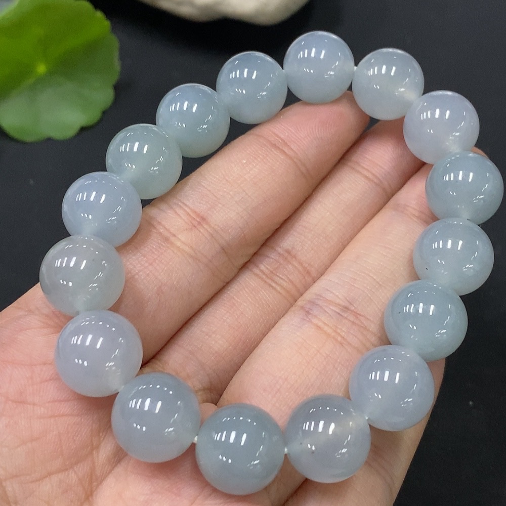 F27179521 Jadeite Beads Bracelet, Approx. 12.3mm, Total Weight Approx. 51.62g