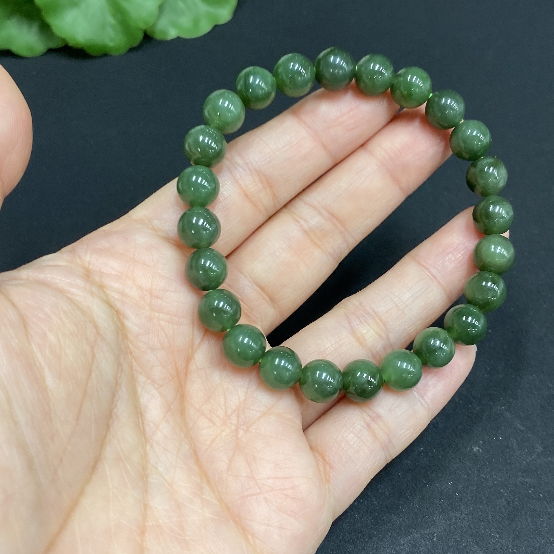 H34969928 Hetian Jade Jasper Bracelet Approx. 7.6mm Total Weight Approx. 18.4g