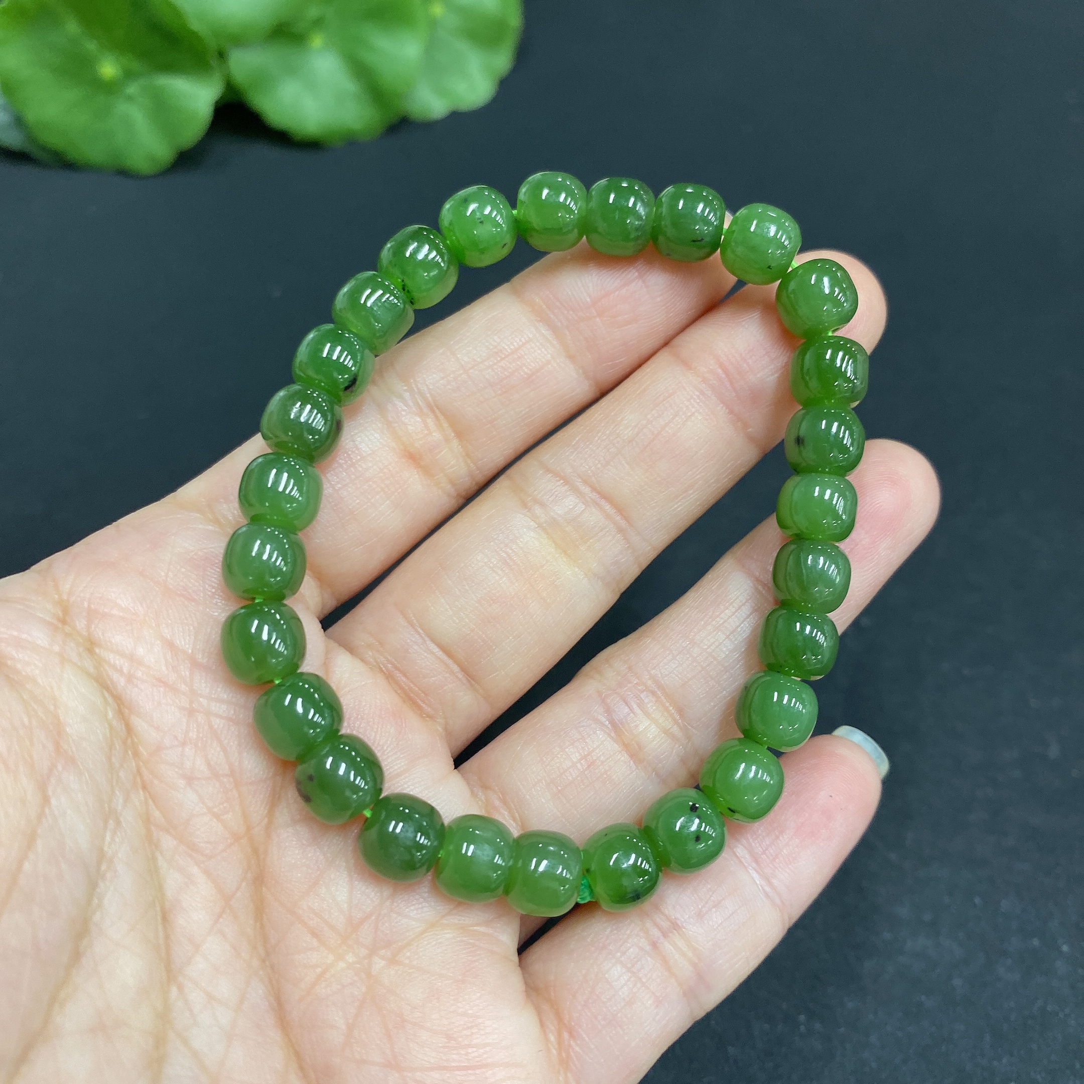 H34014985 Hetian Jade Jasper Bracelet approx. 6.8mm total weight about 16g