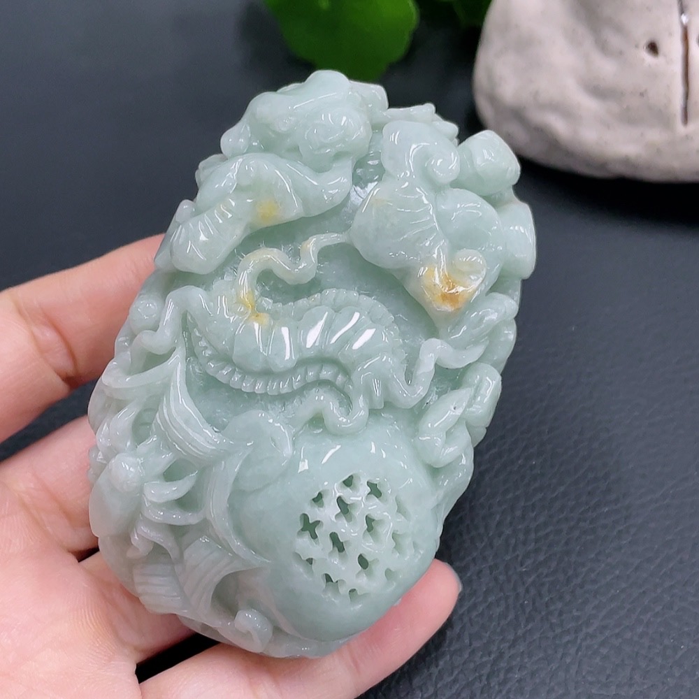 F23578788 Jadeite Handheld Piece, Color Origin Undetermined, Damaged, Total Weight 242.123g