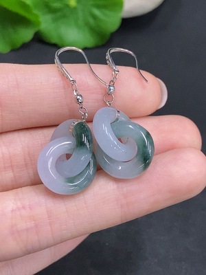 F34968528 Jadeite Interlocking Inlaid Earrings 18k Gold Total Product Weight Approx. 6.4g