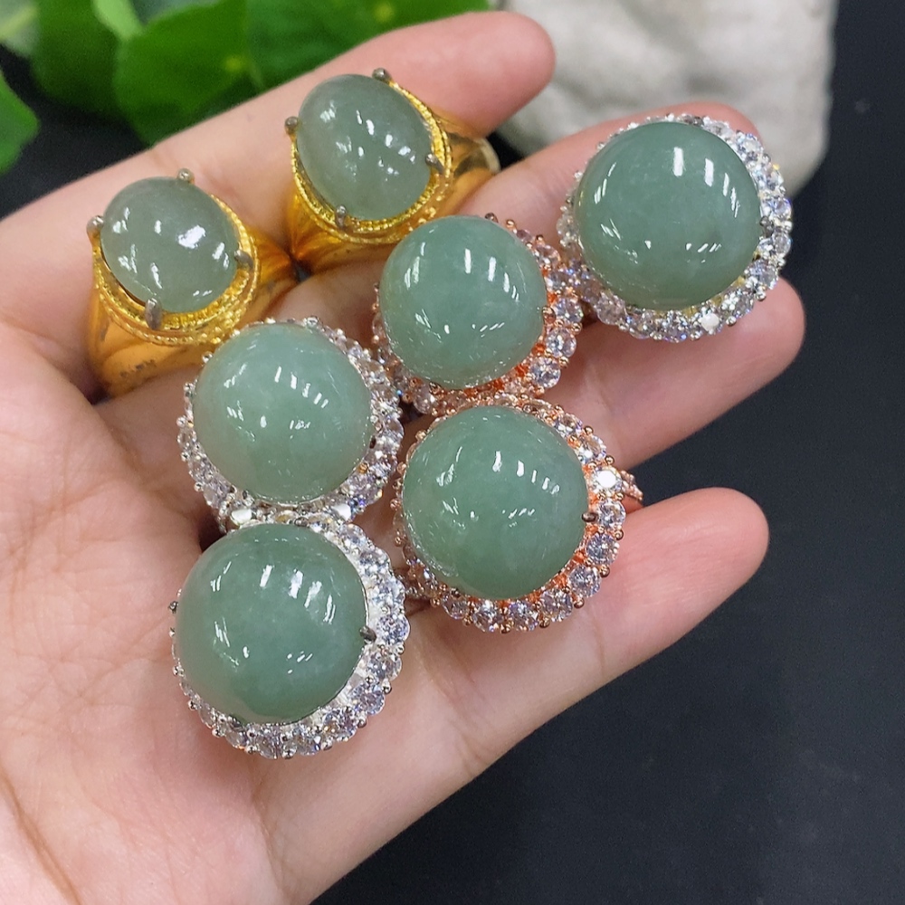 F32775903 Jadeite Cabochon Sell as a Lot Non-Gold Setting
