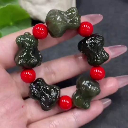 H33841406 Hetian Jade Bead Bracelet with Non-Hetian Jade Beads, Total Weight Approx. 48.8g