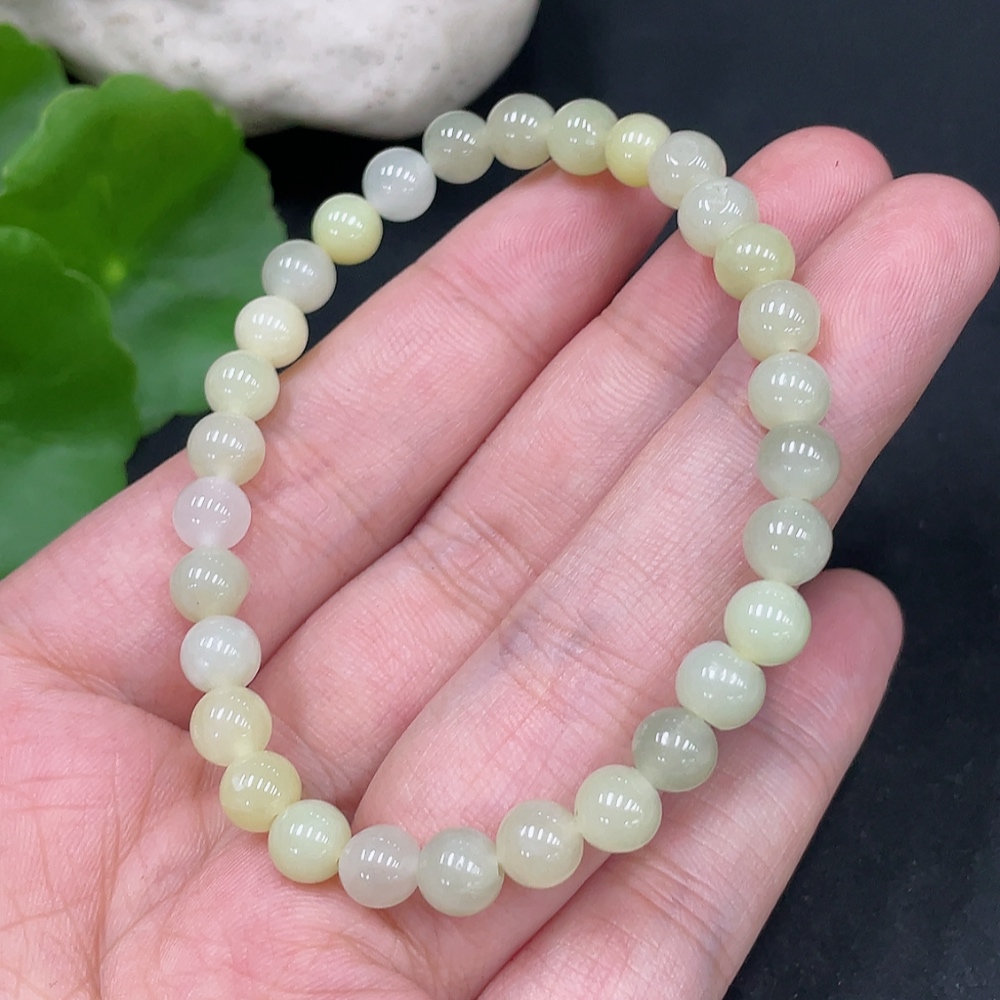 H31617273 Hetian Jade Bracelet, Approx. 5.9mm Beads, Total Weight Approx. 9.8g
