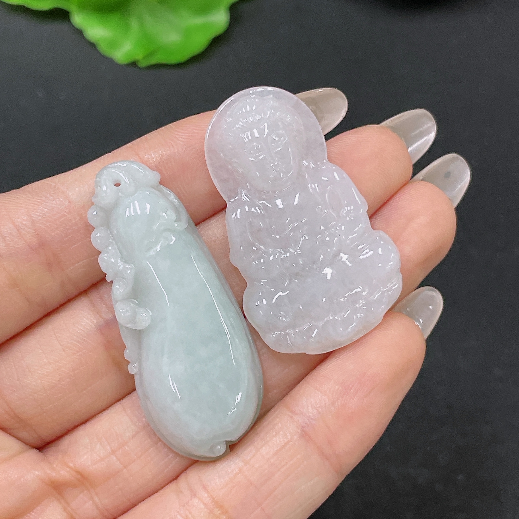 F35138894 Jadeite Pendant Guanyin + Fu Melon Sell as a Lot