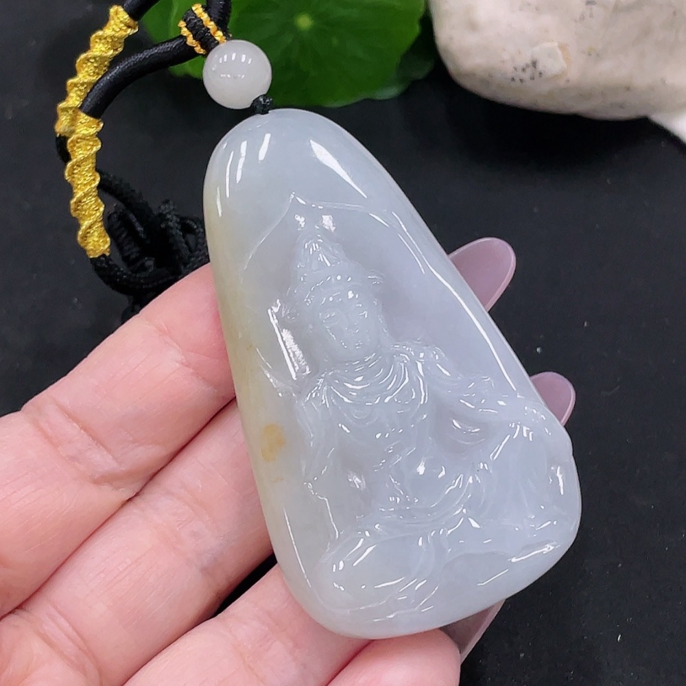 F35142228 Jadeite Guanyin Pendant Total Weight Approx. 41.6g (Including Cord Weight) (Matching Beads Non-A)
