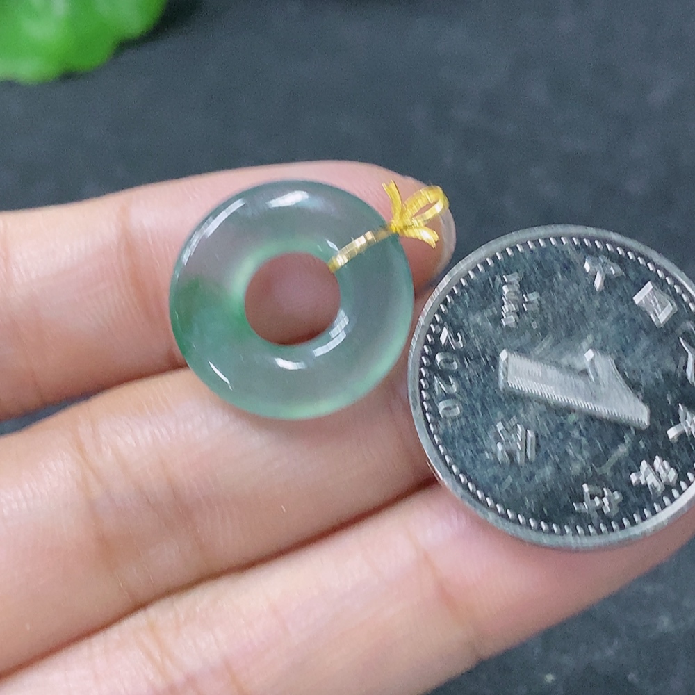 F34953849 Jadeite Pendant Donut 18k Total Weight Approx. 1.7g