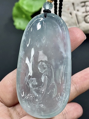 F41927437 翡翠花开见佛挂件 有收藏证书  货品含绳重约50.19g