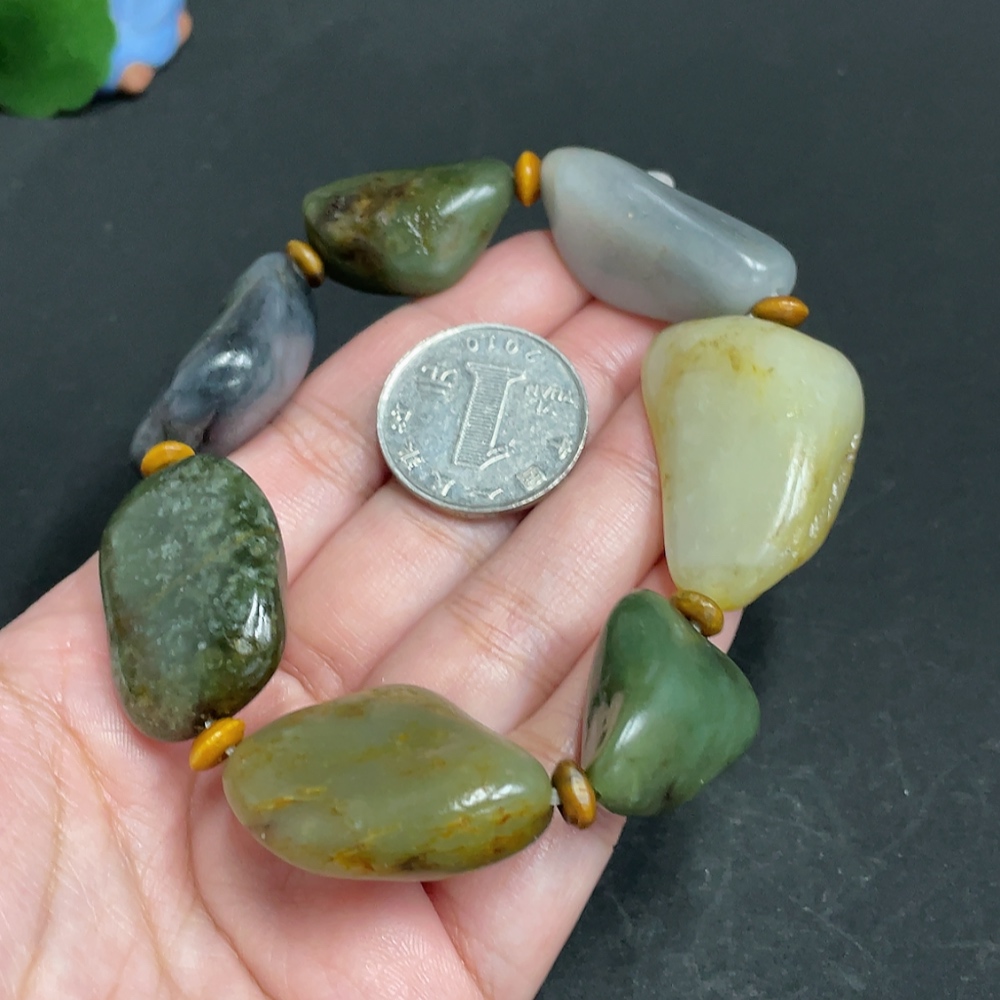 H28273682 Hetian Jade Bracelet (Undetermined Skin Color Origin, Total Weight Approx. 88.7g)