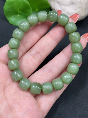 H35085093 Hetian Jade Bracelet Approx.10.1mm Total Weight Approx.35.7g