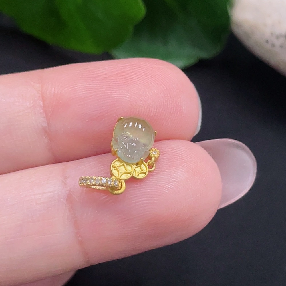 F34967240 Jadeite inlaid pendant 18K gold Total weight about 0.6g (non-diamond)