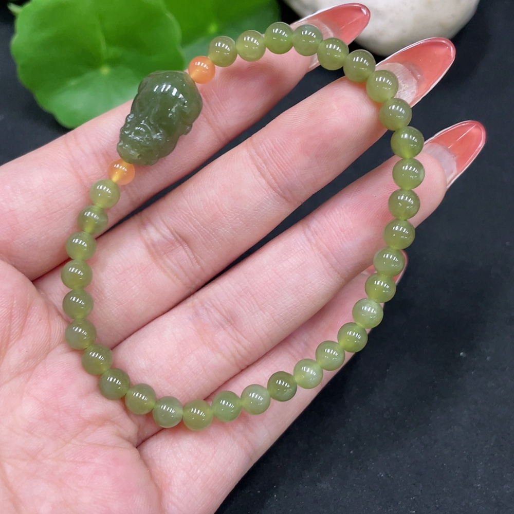 H35085412 Hetian Jade Bracelet, approx. 4.8mm, total weight approx. 9.1g, accessories not Hetian Jade