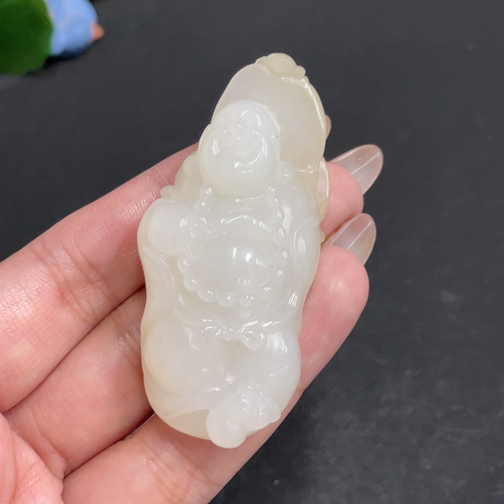 H28274679 Hetian Jade Pendant - Buddha Statue - Undetermined Skin Color Origin - Total Weight Approx. 42.3g