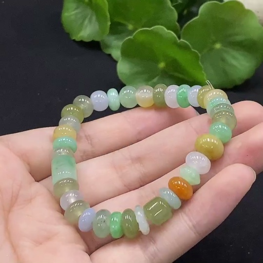 F34028354 Jadeite Bracelet Bead Size Approx. 8.2/7.5mm Red-Yellow Beads Color Origin Undetermined Total Weight Approx. 20.62g