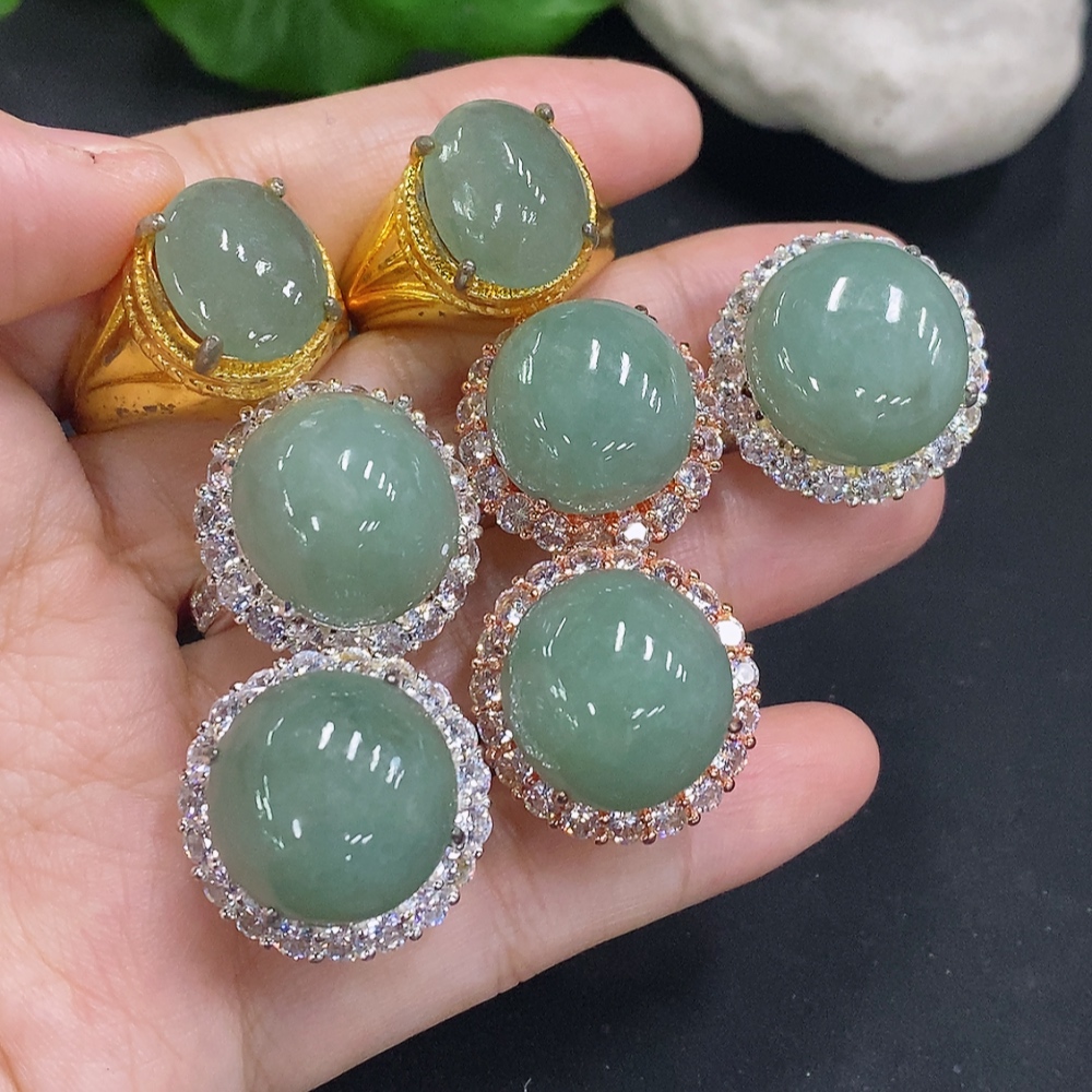 F32775903 Jadeite Cabochon Sell as a Lot Non-Gold Setting