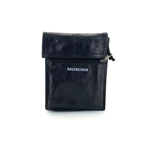 S43097086 巴黎世家 Balenciaga 99新 EXPLORER全皮褶皱手机包 尺寸15/19 cm权志龙同款 15*18.8*3.8cm