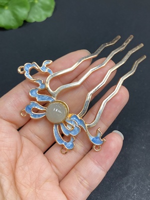 H34969938 Hetian Jade Hairpin    Approx. 9.4mm    Non-gold Inlaid    Total Weight Approx. 8.6g