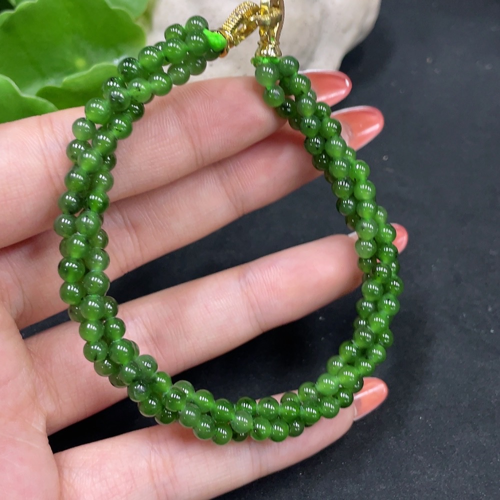 H35084204 Hetian Jade Bracelet Approx. 3.8mm Non-Gold Total Weight Approx. 15.5g