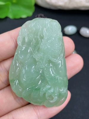 F46515359 翡翠挂件 龙牌 含链货品总重约91.2g