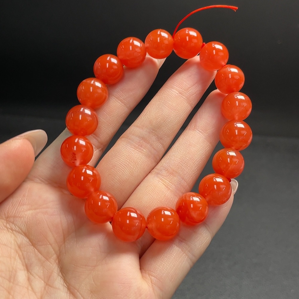 C26032846 South Red Agate Bracelet, Approx. 11.6mm, Total Weight Approx. 36.44g, Visible Organic Matter