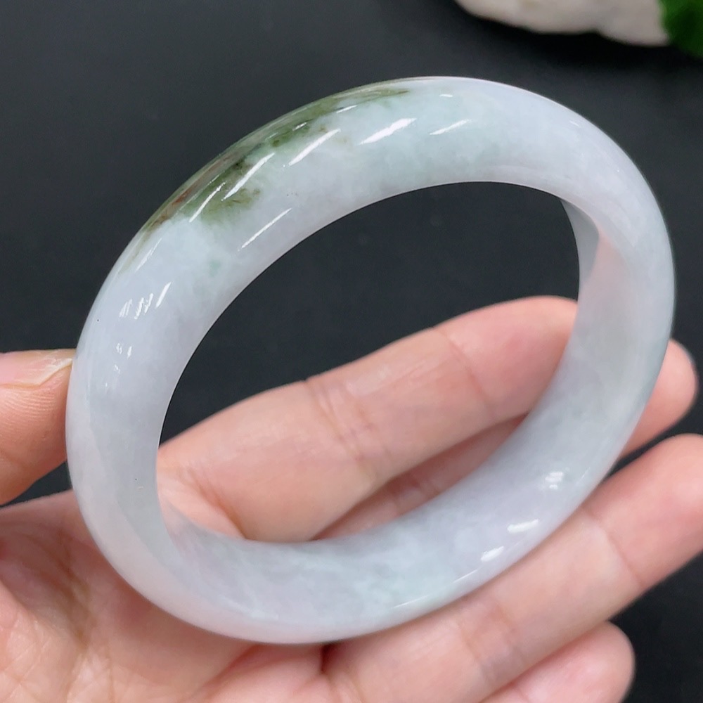 F27152478 Jadeite Round Bangle, 57.5 Inner Diameter, Approx. 64.5g Total Weight