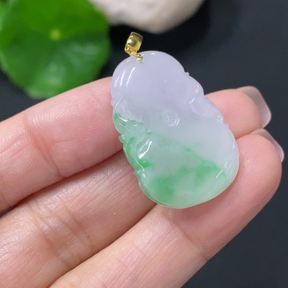 F34076329 Jadeite Pendant Lotus Leaf 18k Total Weight Approx. 4.12g