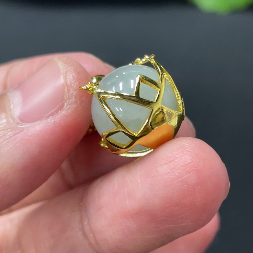 F29330216 Jadeite Bead Setting Approximately 13mm Total Weight About 5.4g Non-Gold Setting