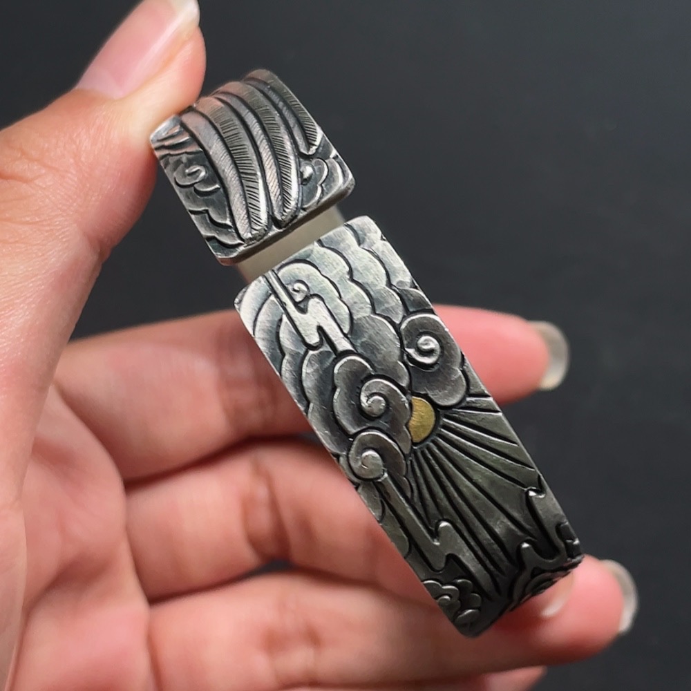 W32715825 Eagle Spreading Wings Pattern Silver Bangle Miscellaneous