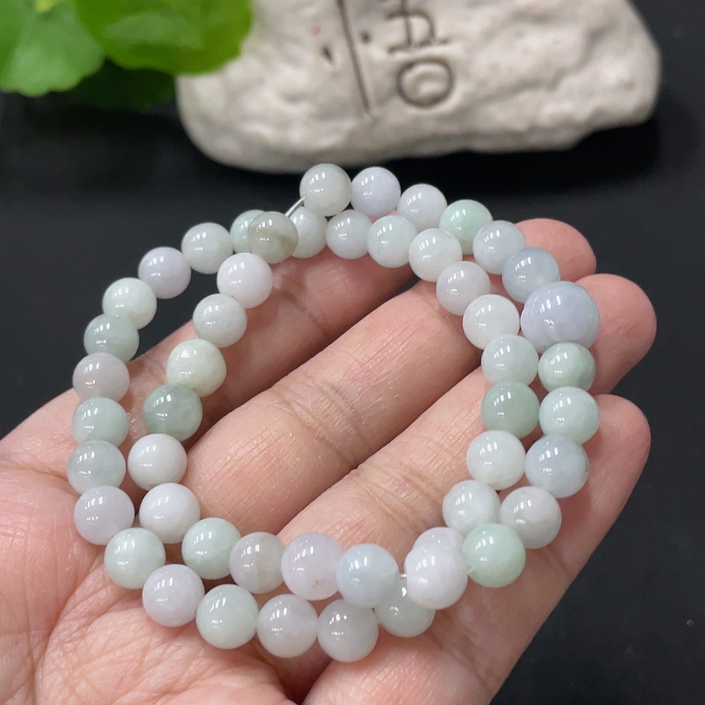 F35080304 Jadeite Bead Necklace Approx. 7.2mm Total Weight Approx. 30.29g