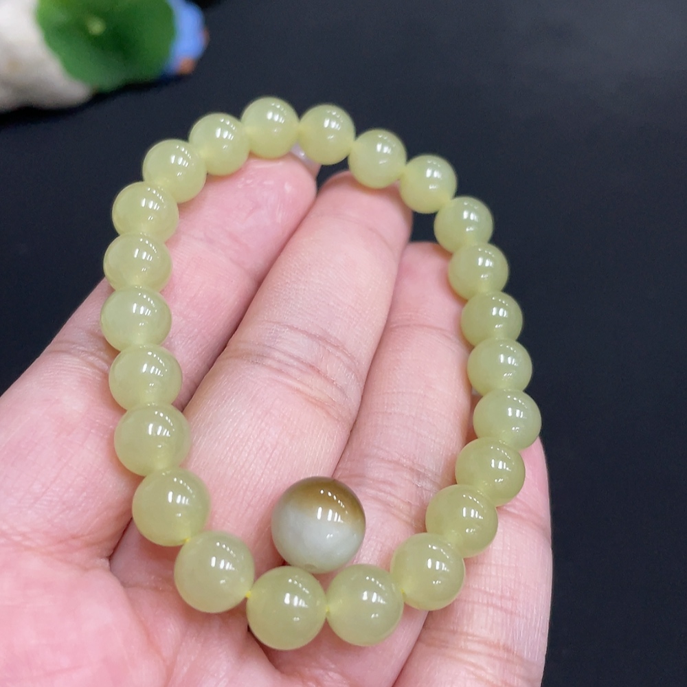H31677168 Hetian Jade Bracelet Loose Beads Approx. 7.8 mm Total Weight About 19.3g