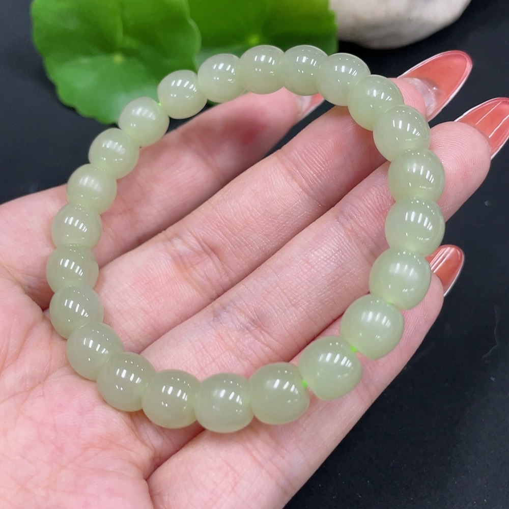 H34016928 Hetian Jade Bracelet Approx.8mm Total Weight Approx.21.1g