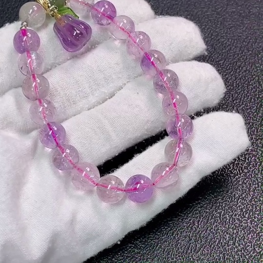 C34949485 Crystal Bracelet with Hetian Jade, Non-Natural Gemstones, Non-Gold, Total Weight Approx. 21.35g, Size Approx. 8.6mm