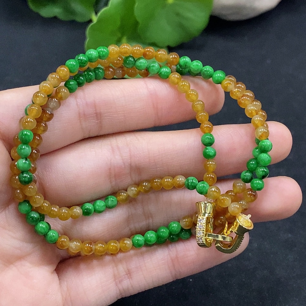 F32729653 Jadeite Bead Necklace Approx. 3.5mm Total Weight About 15.68g Color Origin Undetermined Non-Gold Inlaid