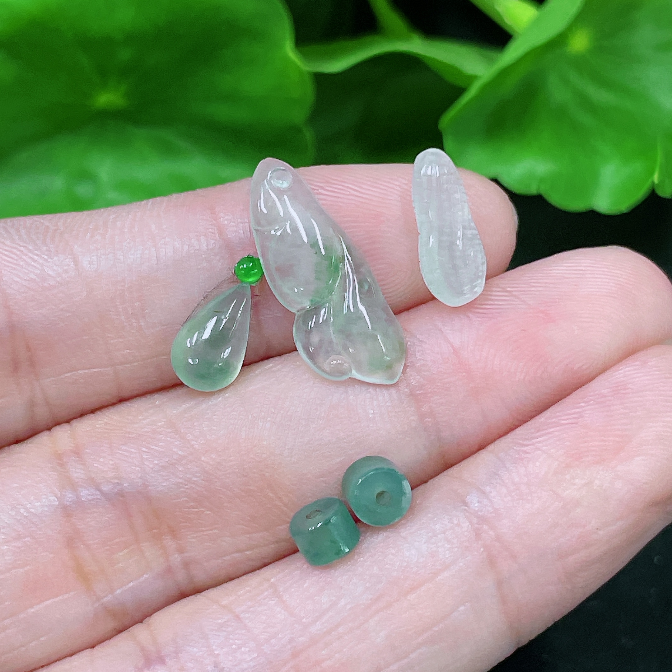 F34958004 Jadeite inlay piece,戒面, fish, water drop, peanut, bead