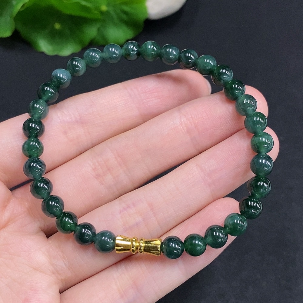 F34061365 Jadeite Bracelet Non-Gold Inlaid Total Weight About 12.5g Size Approx. 5.8mm